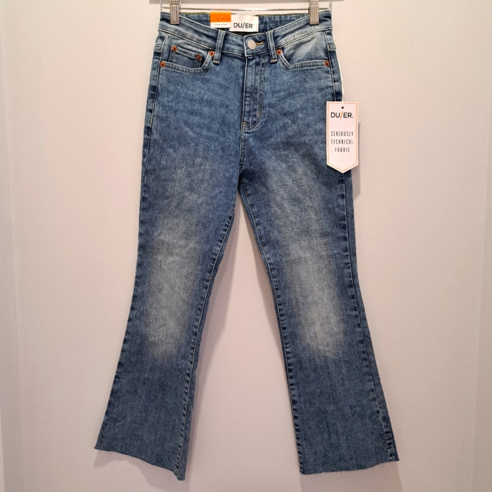NWT DU/ER Women's Kick Flare High-rise Cropped Boho Frenchgirl Jeans Womens 24